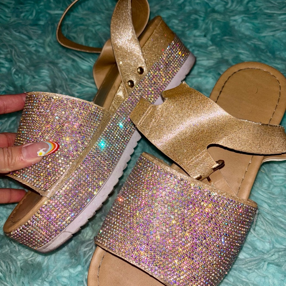 Gold Glitter Platform Sandals